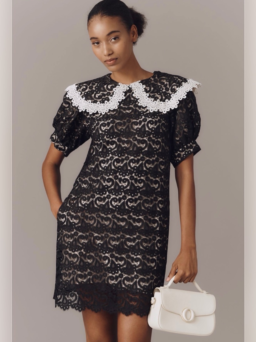 ❤️🔥Firm Price❤️🔥Maeve puff sleeve collared lace mini dress - Picture 2 of 14